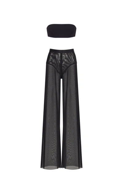 Milla Chic Sheer Co-ord Set In Black, Xo Xo In Black
