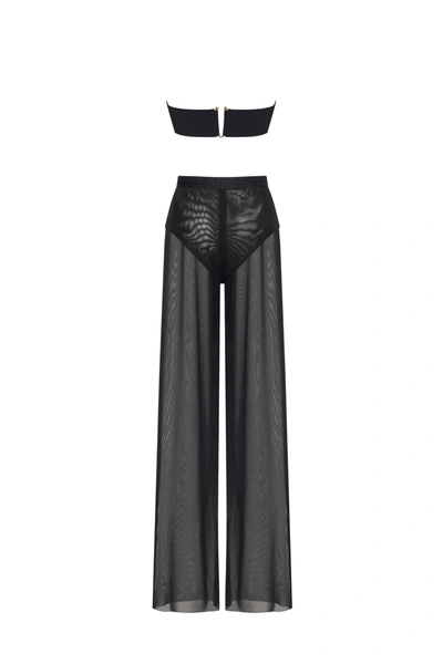 Milla Chic Sheer Co-ord Set In Black, Xo Xo In Black