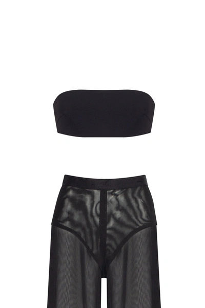 Milla Chic Sheer Co-ord Set In Black, Xo Xo In Black