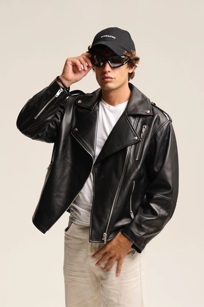 Shop Wanan Touch Elvis Jacket In Black Lambskin