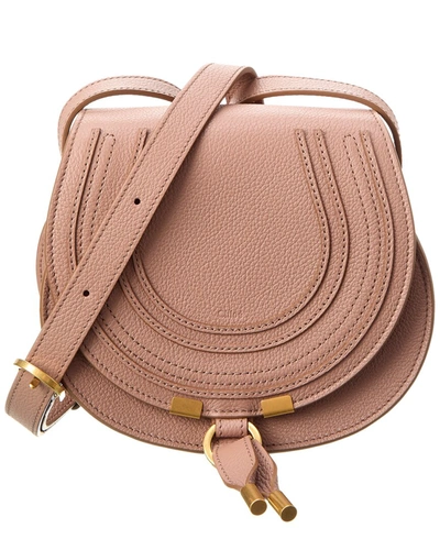 Shop Chloé Marcie Small Leather Saddle Bag In Pink