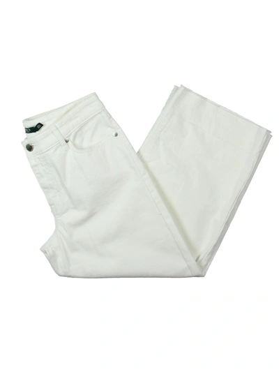 Shop Lauren Ralph Lauren Zachariah Womens Wide Leg Raw-hem Cropped Jeans In White