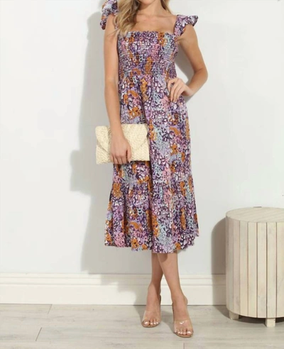Shop Veronica M Rylan Smocked Midi Dress In Multi
