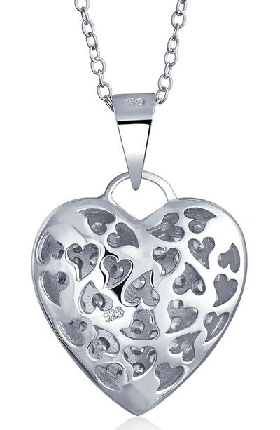 Bling Jewelry Romantic Elegant Large Pave Cubic Zirconia Cz Puff Heart Shape Pendant Necklace For Women Teen .925 In Clear