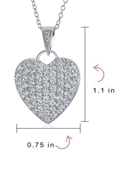 Bling Jewelry Romantic Elegant Large Pave Cubic Zirconia Cz Puff Heart Shape Pendant Necklace For Women Teen .925 In Clear