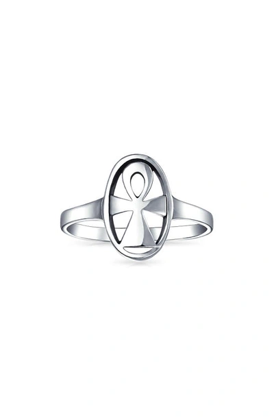 Bling Jewelry Key Of Life Sterling Silver Ankh Signet Ring In Silver