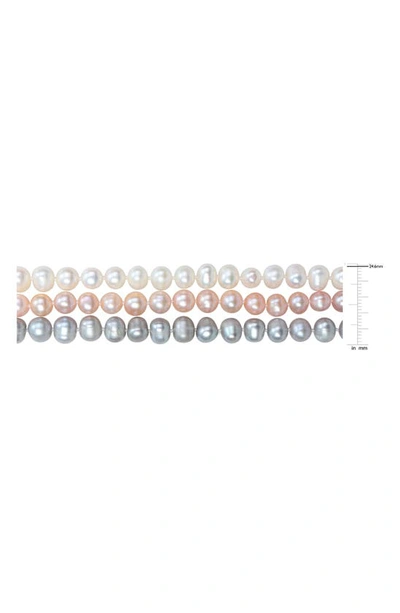 Delmar Triple Strand Multicolor Freshwater Pearl Necklace In White Multicolor