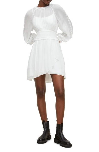 Shop Allsaints Thallo Long Sleeve Fit & Flare Dress In Off White