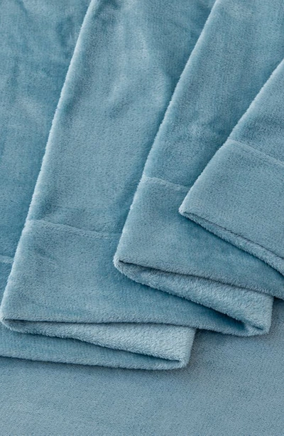 Woven & Weft Solid Plush Velour Sheet Set In Blue Surf