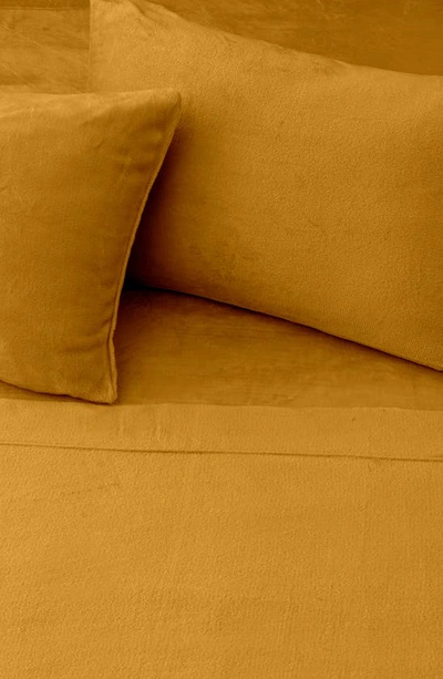 Shop Woven & Weft Solid Plush Velour Sheet Set In Marigold