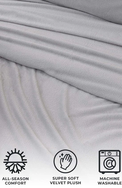 Woven & Weft Solid Plush Velour Sheet Set In Light Grey