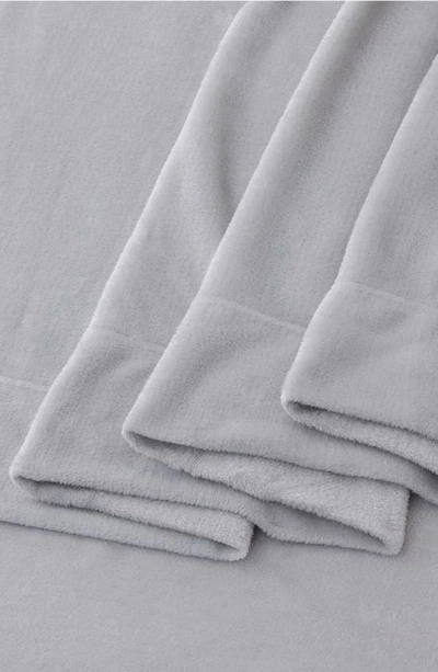 Woven & Weft Solid Plush Velour Sheet Set In Light Grey