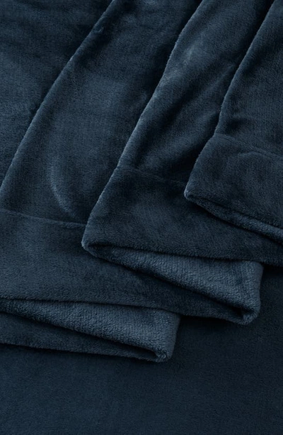 Shop Woven & Weft Solid Plush Velour Sheet Set In Denim Blue
