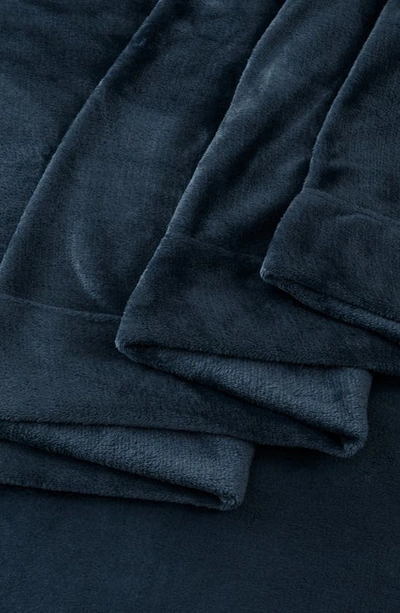 Woven & Weft Solid Plush Velour Sheet Set In Denim Blue