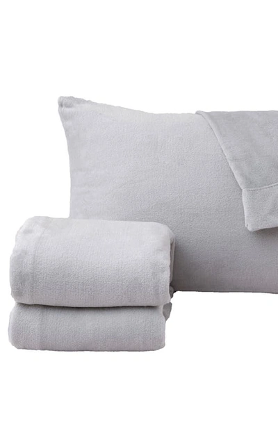 Woven & Weft Solid Plush Velour Sheet Set In Light Grey