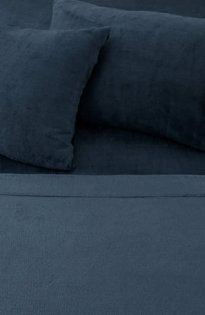 Woven & Weft Solid Plush Velour Sheet Set In Denim Blue