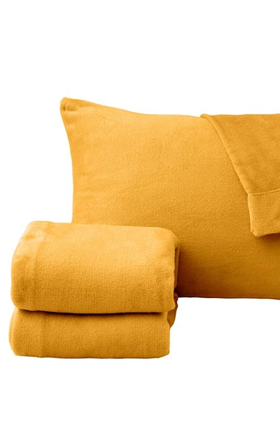 Shop Woven & Weft Solid Plush Velour Sheet Set In Marigold