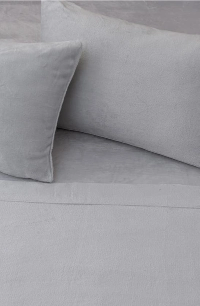 Shop Woven & Weft Solid Plush Velour Sheet Set In Light Grey