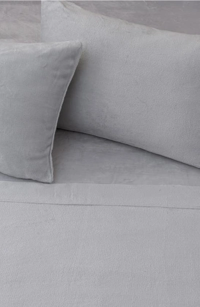 Woven & Weft Solid Plush Velour Sheet Set In Light Grey