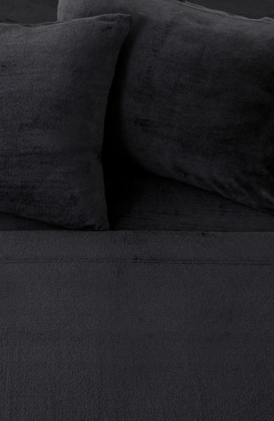 Woven & Weft Solid Plush Velour Sheet Set In Black