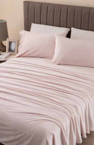 Shop Woven & Weft Solid Plush Velour Sheet Set In Blush Pink