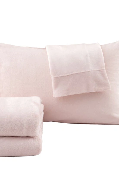 Woven & Weft Solid Plush Velour Sheet Set In Blush Pink