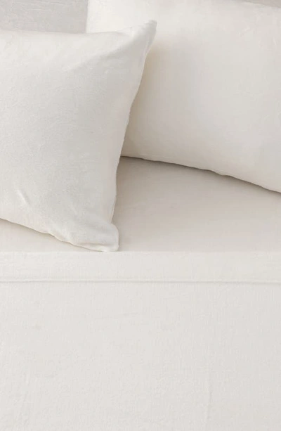 Shop Woven & Weft Solid Plush Velour Sheet Set In Off White