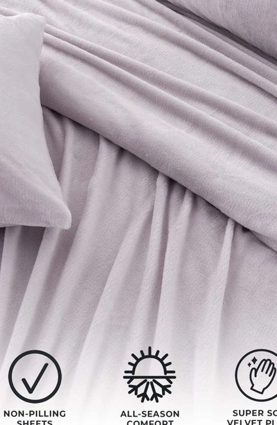 Woven & Weft Solid Plush Velour Sheet Set In Lilac