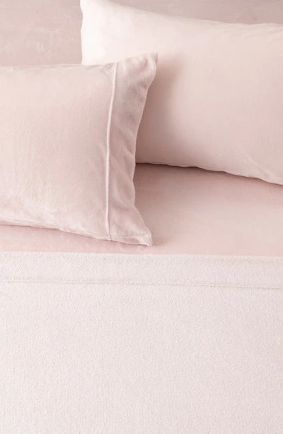 Woven & Weft Solid Plush Velour Sheet Set In Blush Pink