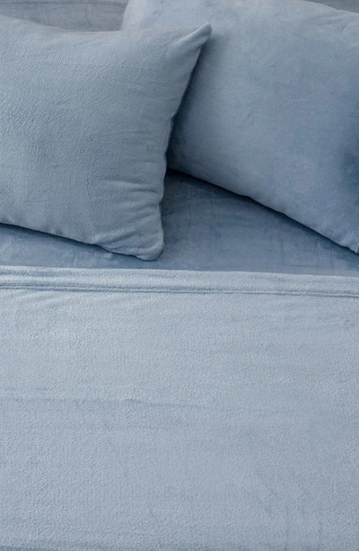 Woven & Weft Solid Plush Velour Sheet Set In Pearl Blue