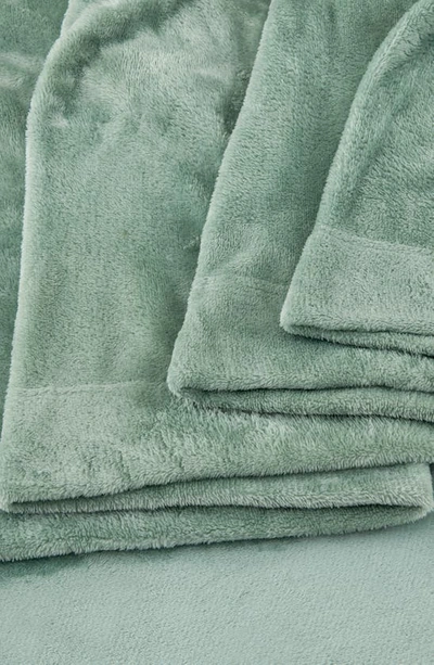 Woven & Weft Solid Plush Velour Sheet Set In Sea Mist
