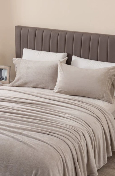 Shop Woven & Weft Solid Plush Velour Sheet Set In Stone Grey