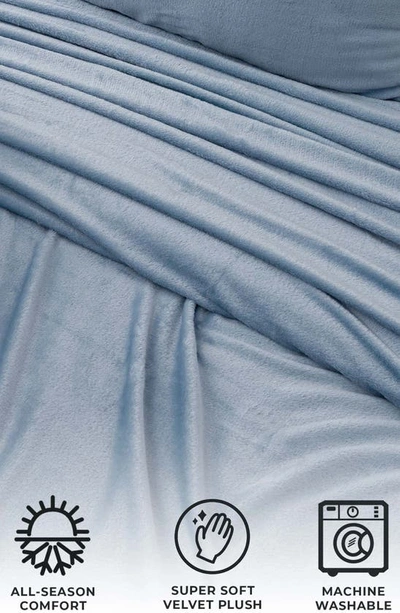 Woven & Weft Solid Plush Velour Sheet Set In Pearl Blue