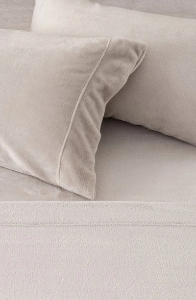Woven & Weft Solid Plush Velour Sheet Set In Stone Grey