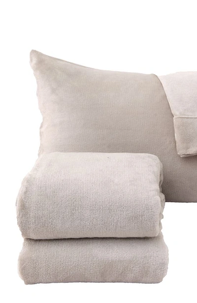 Woven & Weft Solid Plush Velour Sheet Set In Stone Grey