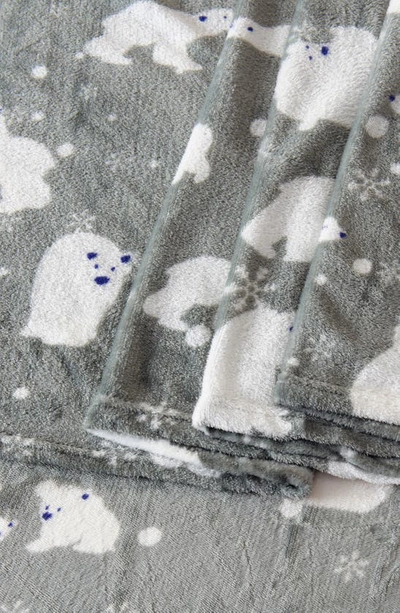 Woven & Weft Printed Plush Velour Sheet Set In Grey Polar Bears