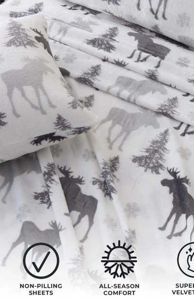 Woven & Weft Printed Plush Velour Sheet Set In Moose