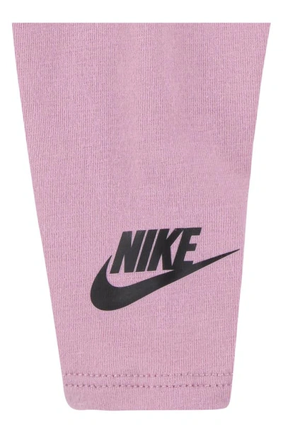 Shop Nike Just Do It Stripe Ruffle Bodysuit & Leggings Set In Elemental Pink
