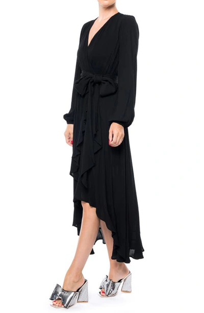 Meghan La Meadow Surplice V-neck Long Sleeve Maxi Dress In Black