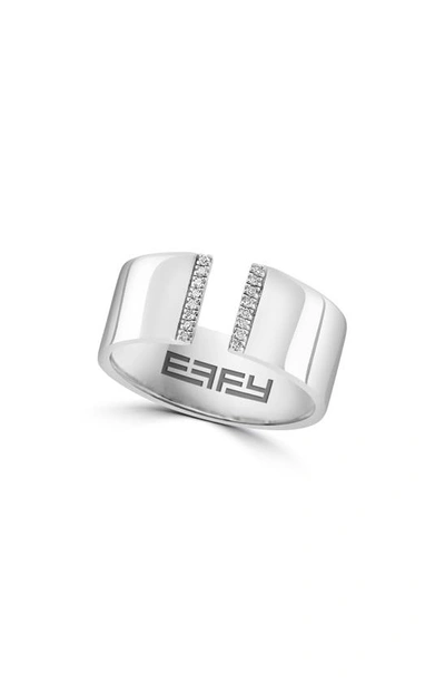 Shop Effy Sterling Silver Pavé Diamond Open Band Ring