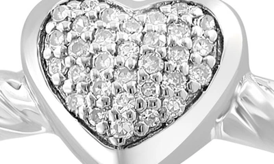 Shop Effy Sterling Silver Pavé Diamond Heart Ring