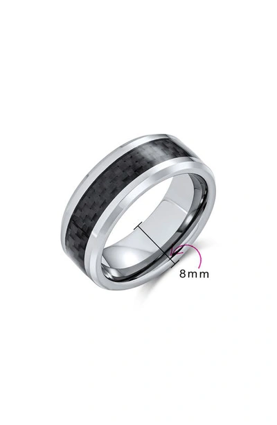Shop Bling Jewelry Geometric Carbon Fiber Inlay Titanium Band Ring In Black
