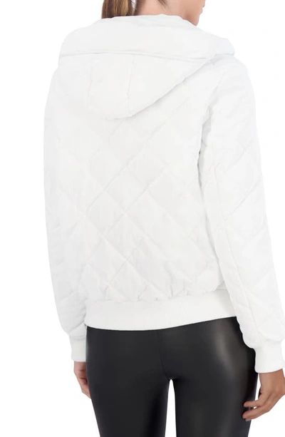 Shop Ookie & Lala Water Resistant Hooded Quilted Bomber Jacket In White
