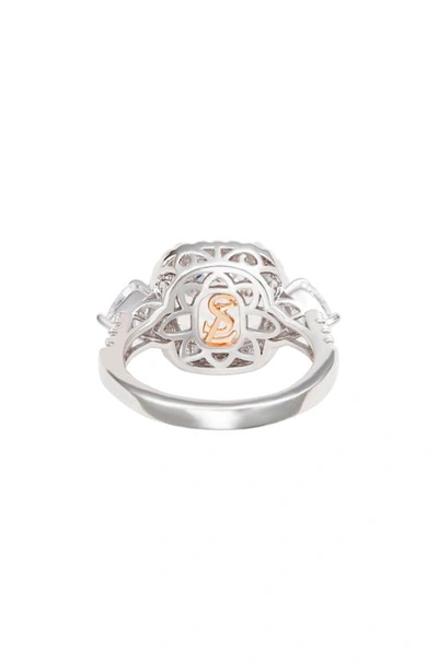 Suzy Levian Sterling Silver Cushion Cut Cz Halo Bridal Ring In White