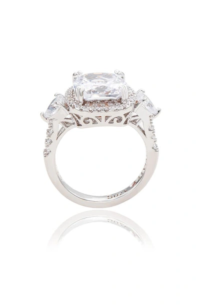 Suzy Levian Sterling Silver Cushion Cut Cz Halo Bridal Ring In White