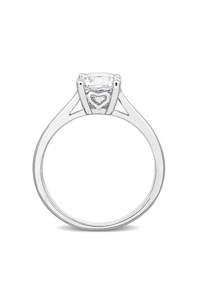 Delmar Sterling Silver Round Lab Created White Sapphire Solitaire Ring In Silver