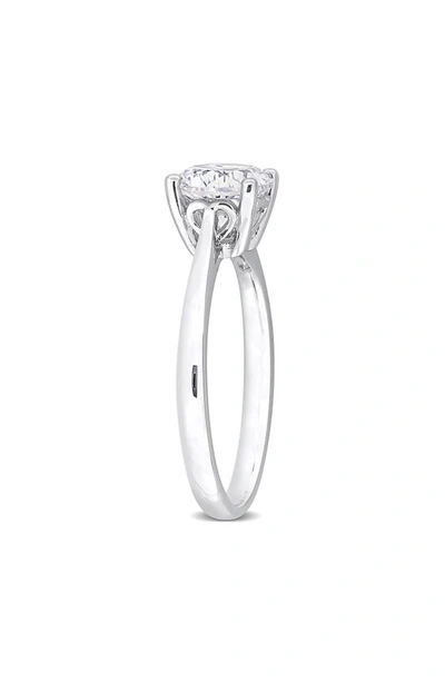 Delmar Sterling Silver Round Lab Created White Sapphire Solitaire Ring In Silver