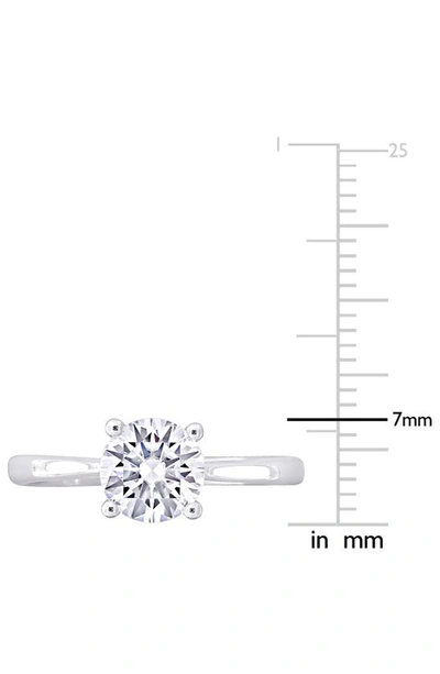 Delmar Sterling Silver Round Lab Created White Sapphire Solitaire Ring In Silver