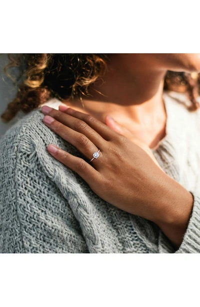 Delmar Sterling Silver Round Lab Created White Sapphire Solitaire Ring In Silver