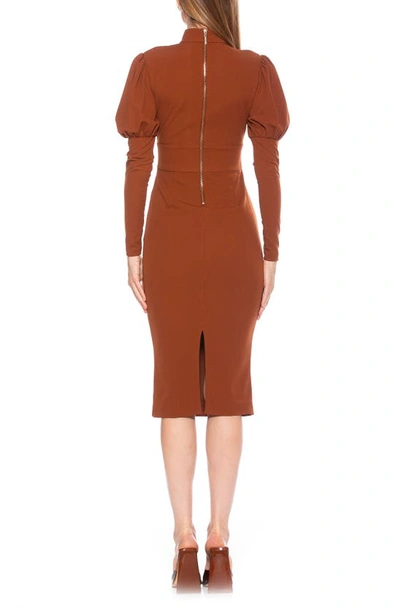 Shop Alexia Admor Diva Long Sleeve Midi Dress In Brown